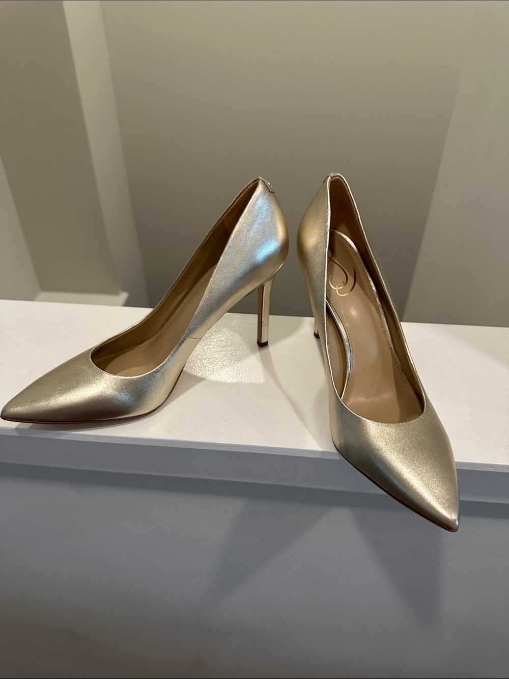 NWOT Sam Edelman Metallic Gold Pointed-Toe Stiletto Heels